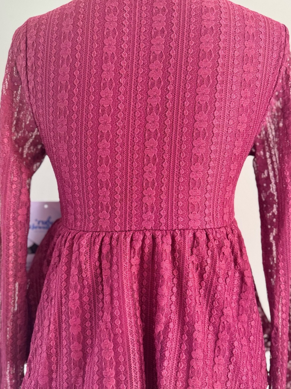 Ruby & Jewell Women's Wine Lace Peplum V-Neck Blouse - Picture 7 of 7